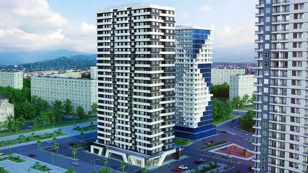 The reverse side of new buildings in Batumi and Georgia - image